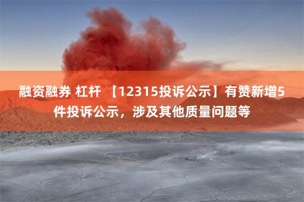 融资融券 杠杆 【12315投诉公示】有赞新增5件投诉公示，涉及其他质量问题等